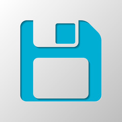 Fototapete - Diskette with empty label, floopy disk, save file. Paper design. Cutted symbol with shadow