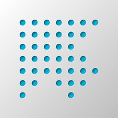 Poster - Dot arrow cursor, up and left direction. Paper design. Cutted symbol with shadow