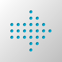 Poster - Dot arrow cursor, right direction. Paper design. Cutted symbol with shadow