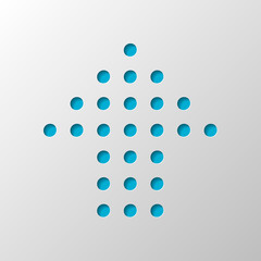 Poster - Dot arrow cursor, up direction, upload. Paper design. Cutted symbol with shadow