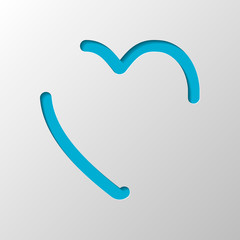 Poster - Heart, love symbol, playing card game, outline design. Paper design. Cutted symbol with shadow