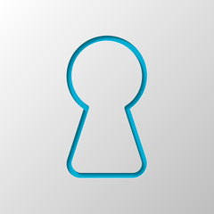 Poster - Key hole of door or lock, outline design. Paper design. Cutted symbol with shadow