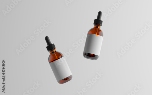 Download Amber Glass Dropper Bottle Mockup Two Floating Bottles Blank Label Stock Illustration Adobe Stock