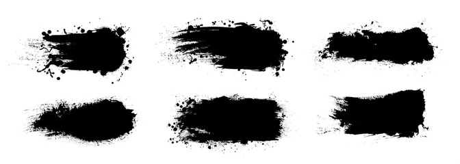 Fototapete - Splashes set ink and grunge. High level of tracing very detailed collection. Isolated set of inked splatter dirt stain splatter spray splash with drops blots. Isolated silhouette set. Vector set