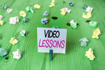 Poster - Text sign showing Video Lessons. Business photo showcasing Online Education material for a topic Viewing and learning