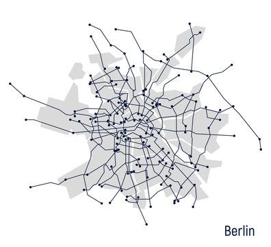 Digital city. Plan of the city Berlin in the form of an electronic scheme. Stylized linear drawing. Vector graphics