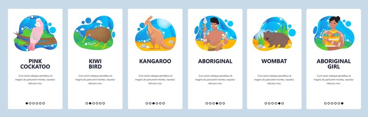 Australia website and mobile app onboarding screens vector template