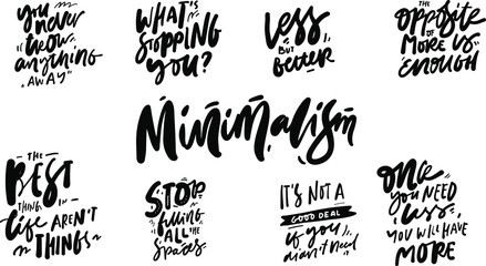 Stop filling all the spaces. quote about minimalism . Hand lettering for your design