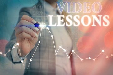 Poster - Conceptual hand writing showing Video Lessons. Concept meaning Online Education material for a topic Viewing and learning
