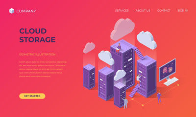 Wall Mural - Landing page for cloud data storage