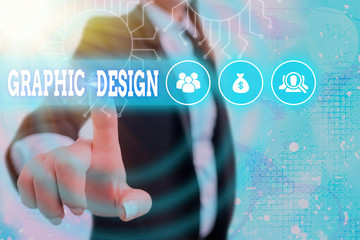 Fototapete - Writing note showing Graphic Design. Business concept for art or skill of combining text and pictures in advertisements