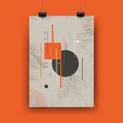 Sticker - Modern orange and grey minimalism flyer design. Minimal poster layout and flyer template