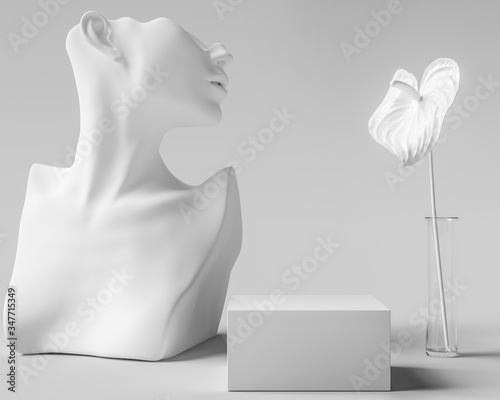 Fotografía Cosmetic product display white sculpture, woman accessories art jewelry backgrou