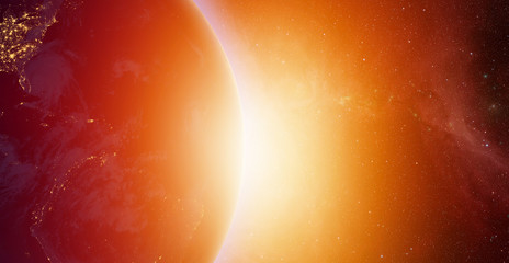 Poster - Planet Earth with a spectacular sunset 