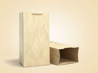 Wall Mural - paper bags for products 3d render on a color gradient background