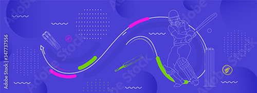 Fotografía illustration of Player bat, ball and helmet on cricket sports