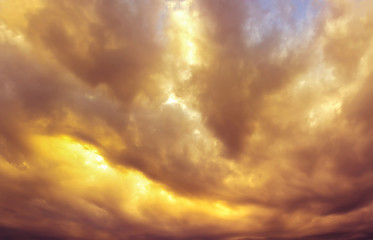 Wall Mural - abstract yellow and orange blurred clouds in beautiful sky