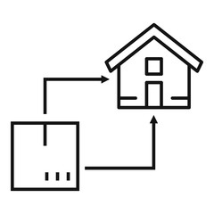 Poster - House relocation icon. Outline house relocation vector icon for web design isolated on white background