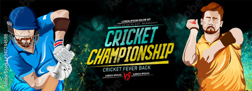 Fotomural illustration of Player bat, ball and helmet on cricket sports