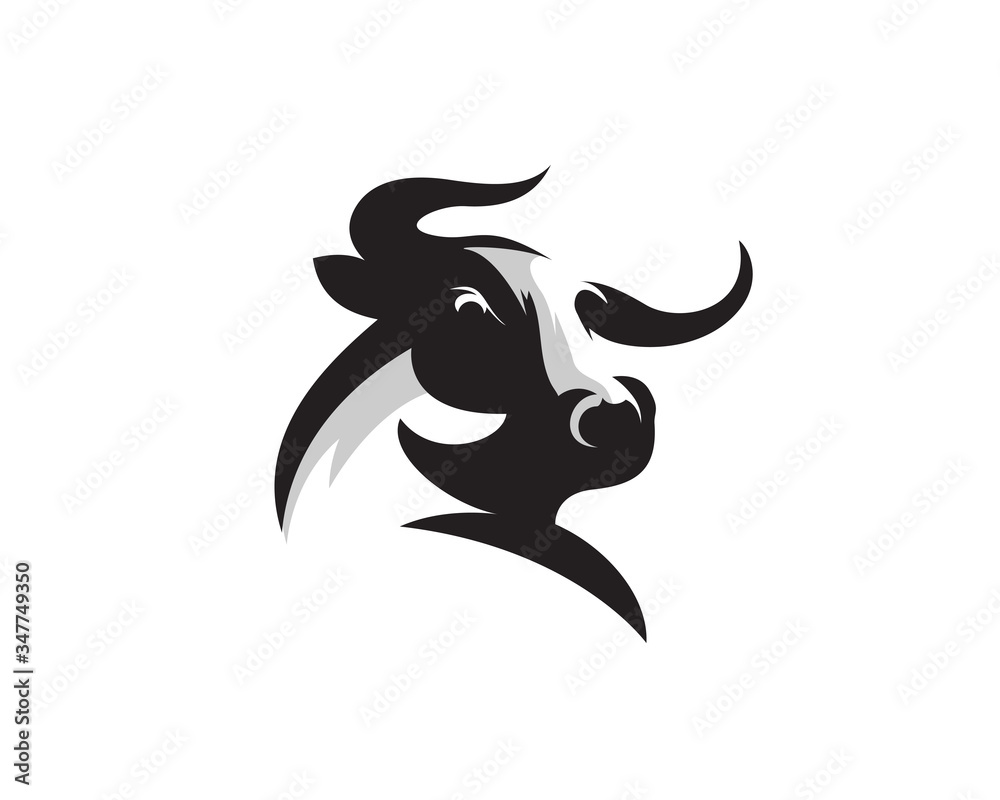 Elegance drawing art buffalo cow ox bull head logo design inspiration ...