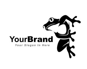 black drawing art frog patch at wall logo design inspiration