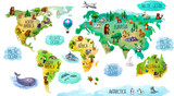 Fototapeta  - children's world map isolated on white