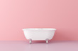 New bath tub in vintage style in empty pink room.