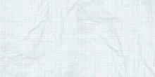 Crumpled Sheet Graph Paper Background. Architect Background.  Millimeter Paper Sheet Grid. Geometry Concept.