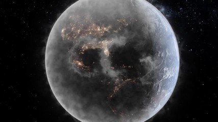 Wall Mural - polluted earth concept with co2 appearing in the clouds of pollution surrounding the planet with man
