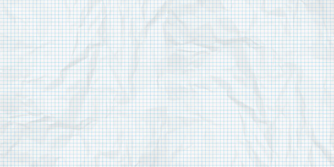 Crumpled Sheet graph paper background. Architect background.  Millimeter paper sheet grid. Geometry concept.