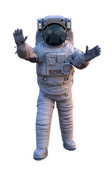 Wall Mural - astronaut waving, isolated on white background 