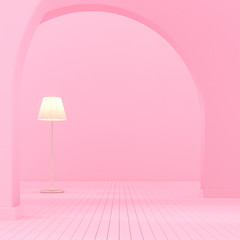 Poster - Minimal style of arch interior space with vintage gold lamp, Architectural details with shade and shadow on archway. 3D rendering. 