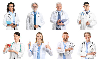 Canvas Print - Different doctors on white background