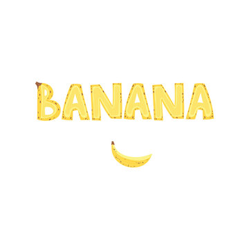 Banana - lettering word design in Scandinavian style. Vector illustration.