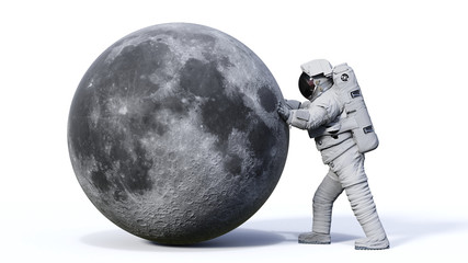 Wall Mural - astronaut and the moon, world of the solar system
