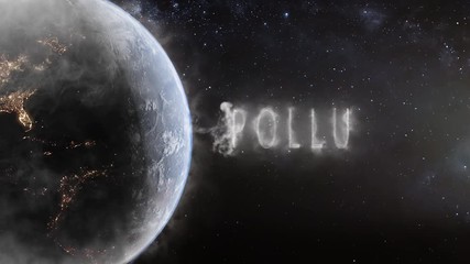 Wall Mural - polluted earth concept with pollution appearing in the clouds of pollution surrounding the planet wi