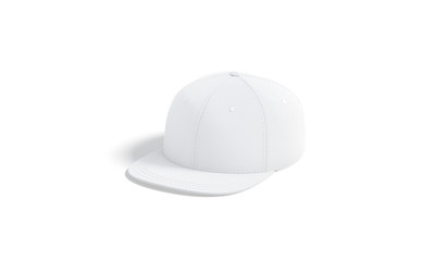 Wall Mural - Blank white jeans snapback mockup, hulf-turned view