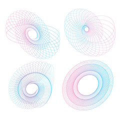 Wall Mural - Set of spirographs abstract element. Vector illustration