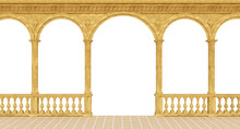 Classical Greek Colonnade With A Balustrade And Columns - 3d Rendering