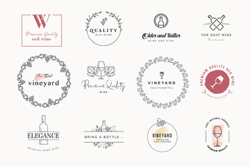Wall Mural - set of labels and stickers for wine. vector illustrations for graphic and web design, marketing mate