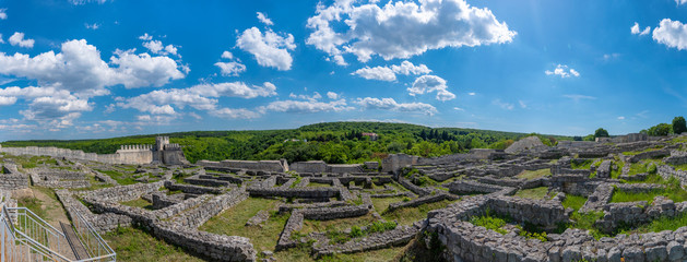 Wall Mural - Panorama of the ruins and partially reconstructed walls of the ancient Shumen fortress, Bulgaria