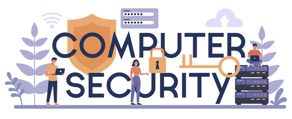 Poster - cyber or web security typographic header concept. idea of digital data