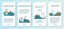 Alternative Energy Mobile Application Banner Set. Idea Of Ecology