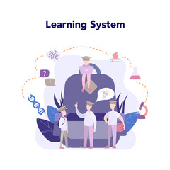 Poster - Learning system, idea of study remotely. E-learning and modern