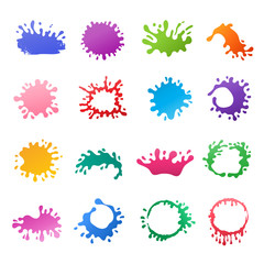 Poster - paint splashes. dirt colored splash of liquid ink drops vector abstract icons for promotional design