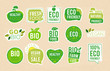 © ONYXprj - Vegetarian labels. Eco healthy fresh food tags natural products badges organic symbols vector stamps collection. Eco badge, bio quality sale illustration