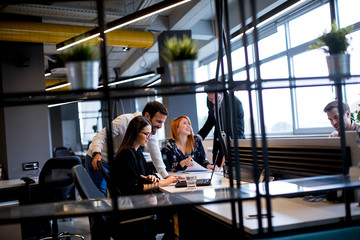 Group of young business people in the modern office