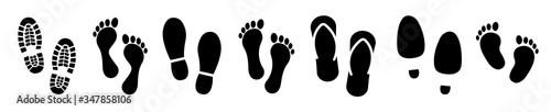 Photographie Different human footprints icon. Vector illustration