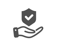 Insurance hand icon. Risk coverage sign. Policyholder protection symbol. Classic flat style. Quality design element. Simple insurance hand icon. Vector