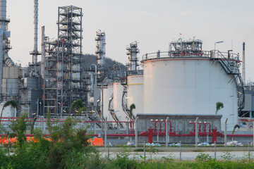 Oil Refinery factory in  evening, Petroleum, petrochemical plant